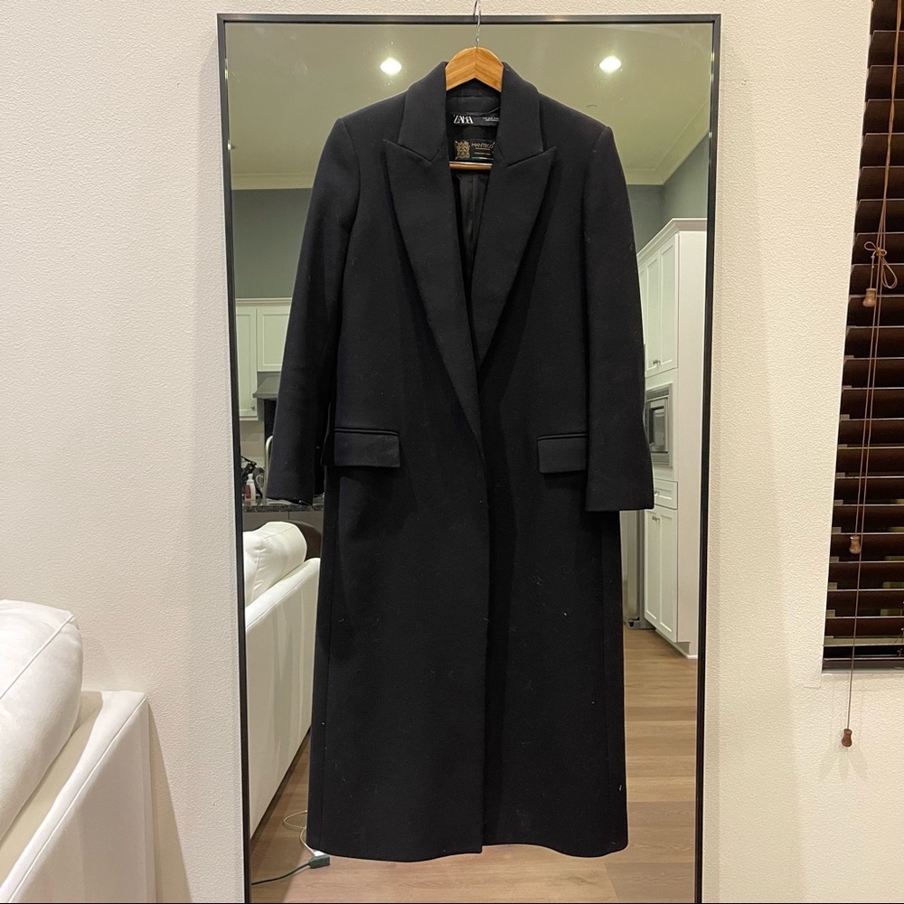 Zara Black Monteco Wool Long Coat